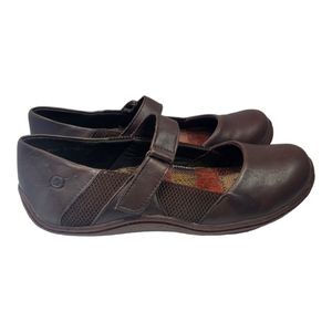 Born Shoes Womens 8.5 Mary Jane Flats Brown Leather Round Toe